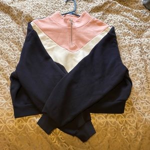 Blue, white, and pink H&M crop zip sweater. Only worn once